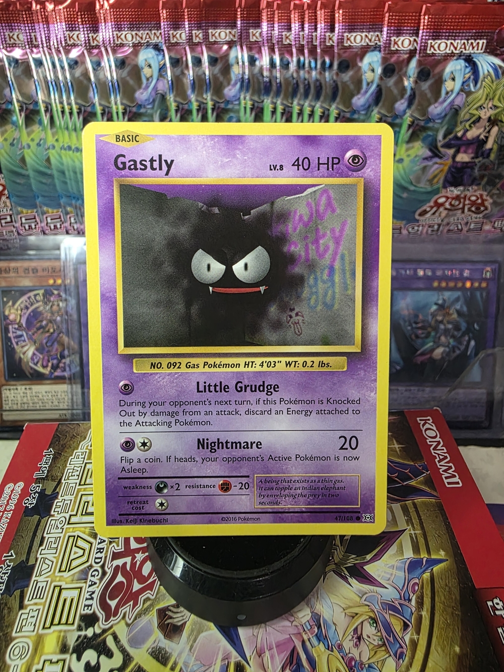 Pokemon Gastly Card Purple Yellow
